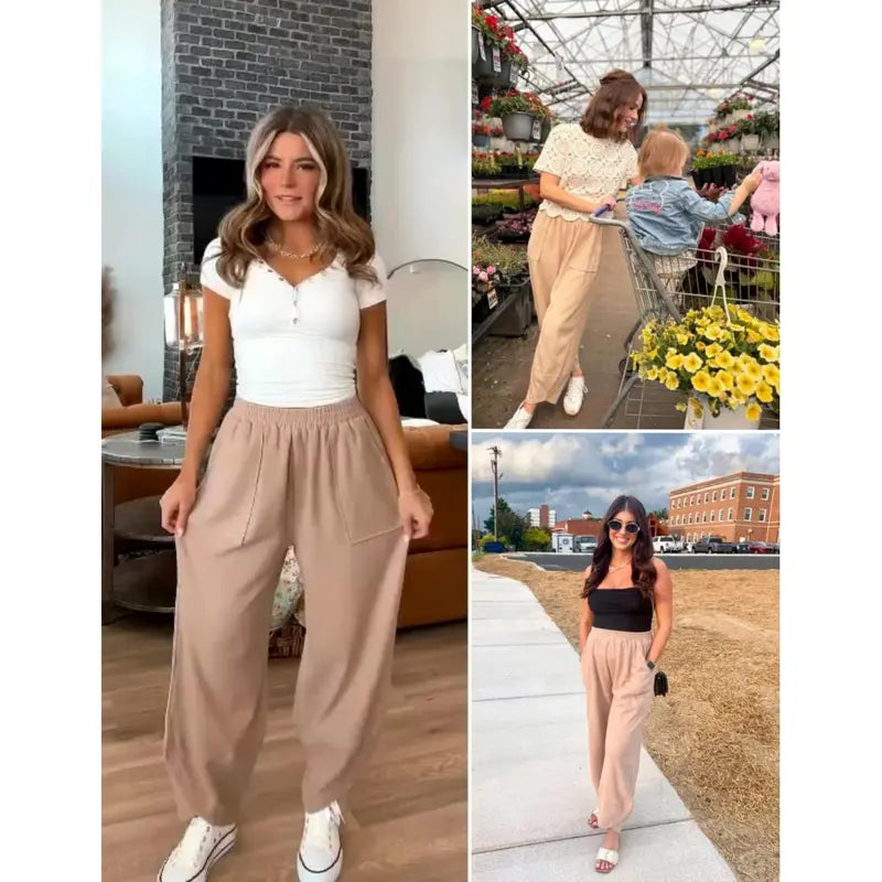 🔥SummerVibes Women's Baggy Wideleg Pants✨ | Casual Elastic Waisted ✦Palazzo Harem Pants✦ with Pockets👖 | 🚨LAST‑DAY LOW‑PRICE CLEARANCE SALE🚨