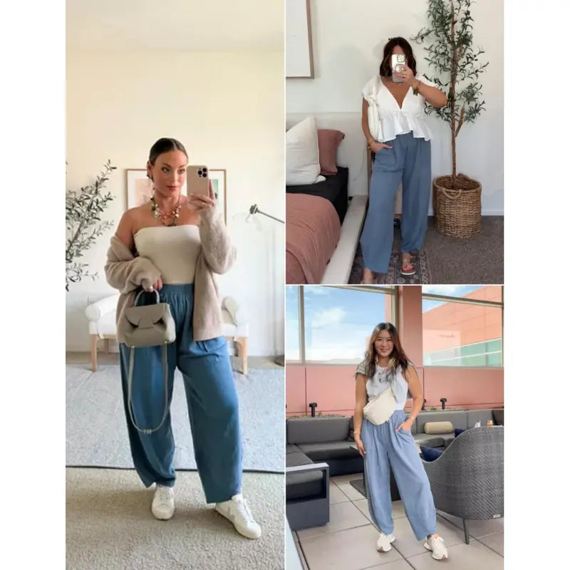 🔥SummerVibes Women's Baggy Wideleg Pants✨ | Casual Elastic Waisted ✦Palazzo Harem Pants✦ with Pockets👖 | 🚨LAST‑DAY LOW‑PRICE CLEARANCE SALE🚨