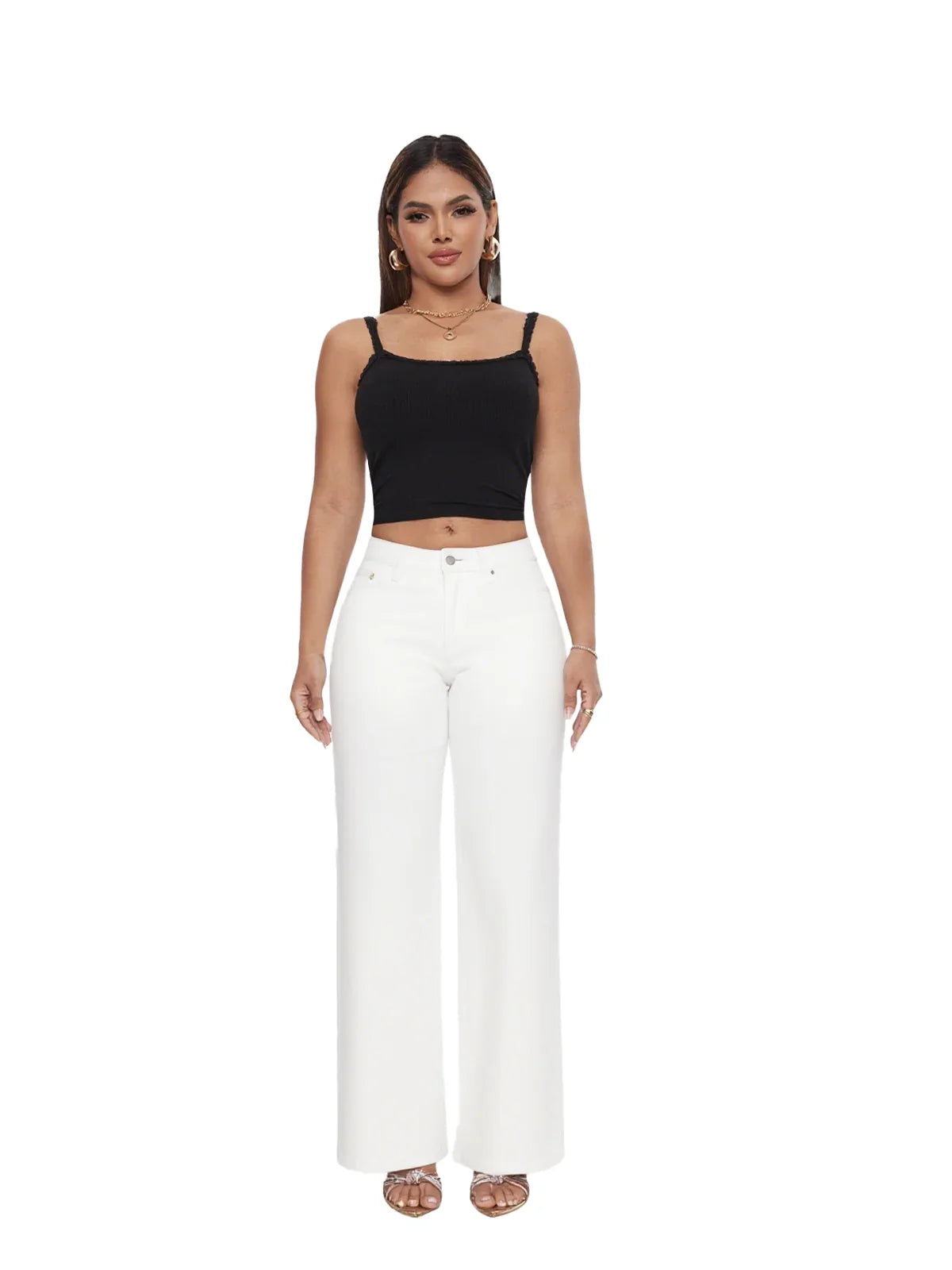 Mid-Low Rise Wide Leg Jeans