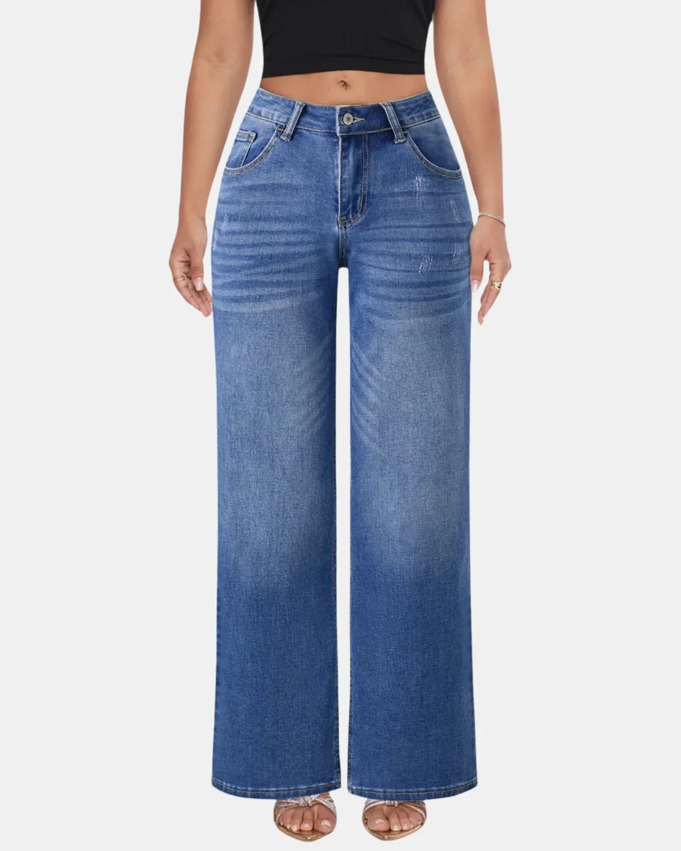 Mid-Low Rise Wide Leg Jeans