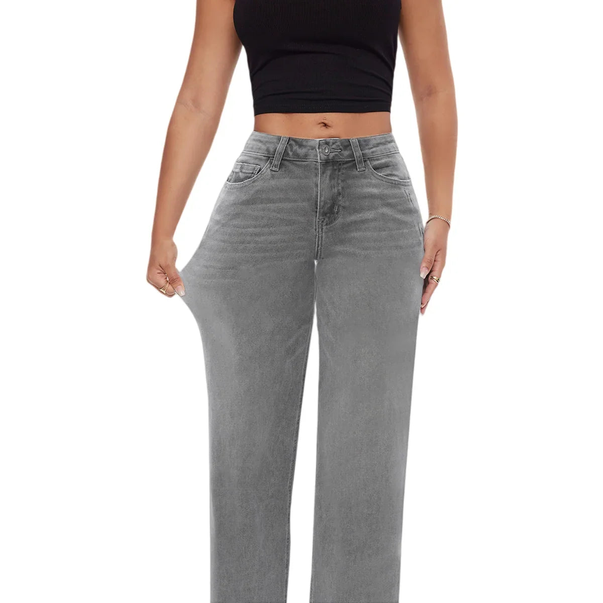 Mid-Low Rise Wide Leg Jeans