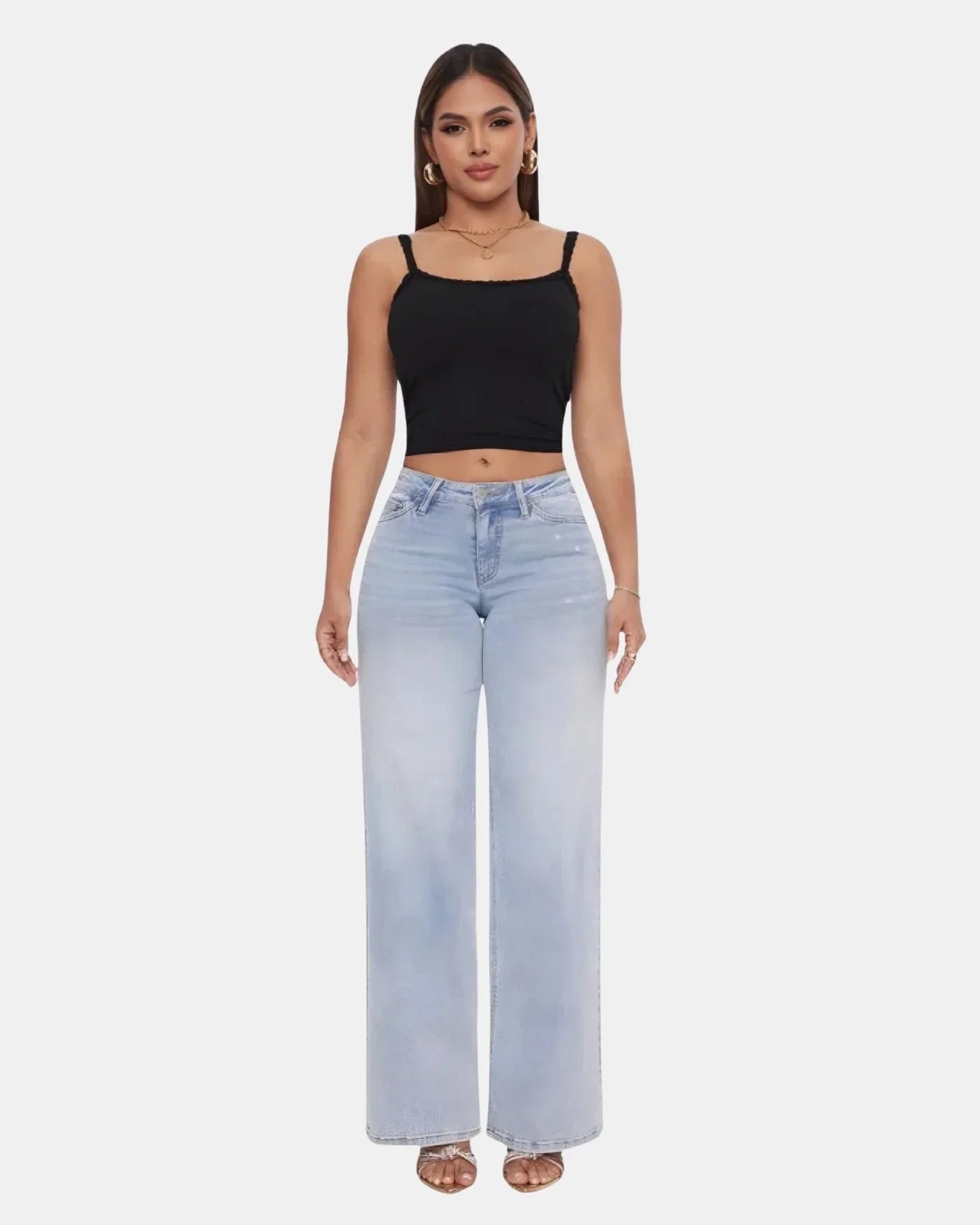 Mid-Low Rise Wide Leg Jeans