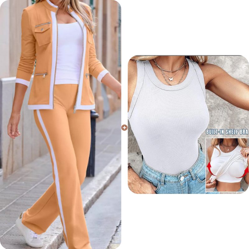Women's 2-Piece Color-Block Tracksuit Set