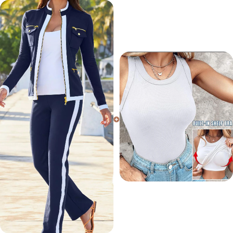 Women's 2-Piece Color-Block Tracksuit Set