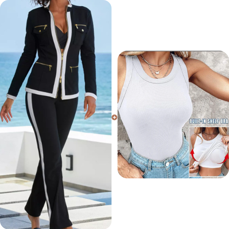 Women's 2-Piece Color-Block Tracksuit Set
