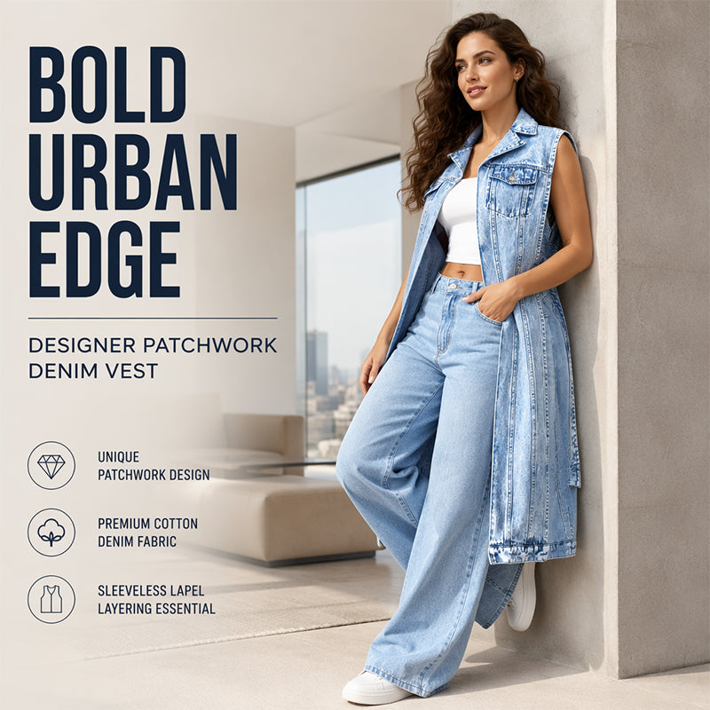 ✨💃 50% OFF! 👗Denim Vest Dress – High slit & longline style.