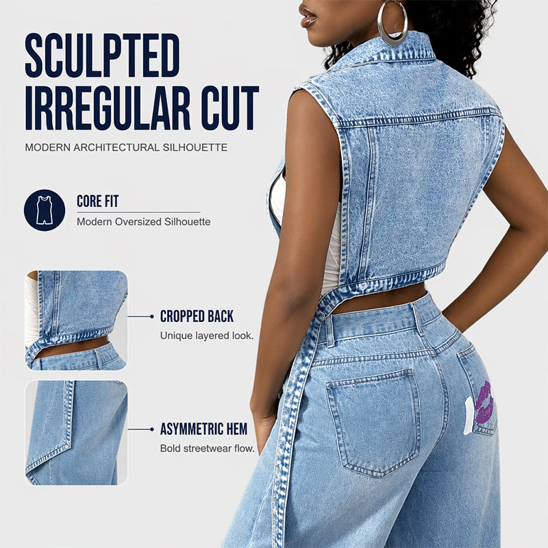✨💃 50% OFF! 👗Denim Vest Dress – High slit & longline style.