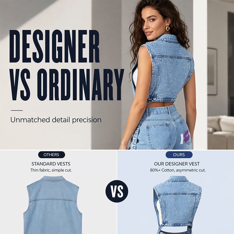 ✨💃 50% OFF! 👗Denim Vest Dress – High slit & longline style.