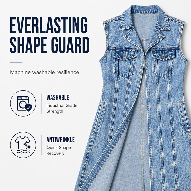 ✨💃 50% OFF! 👗Denim Vest Dress – High slit & longline style.