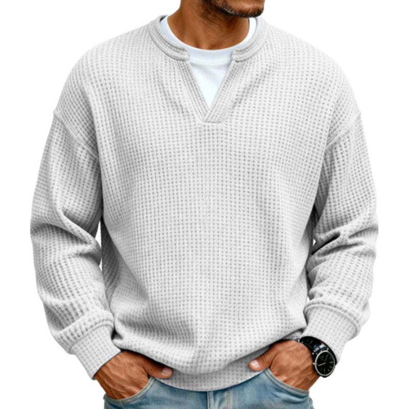 ✨ Jouw stijl‑upgrade: Getextureerd, Relaxed, Stijlvol! 👕Gelaagde comfortabele wafelgebreid T-shirt